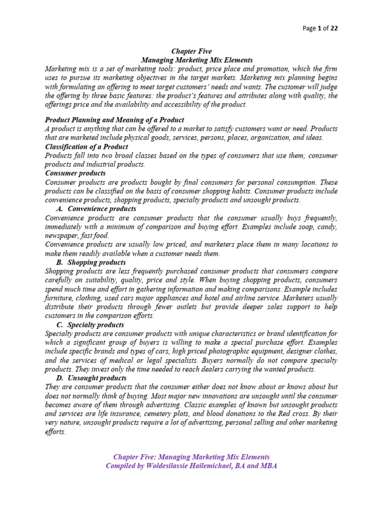 Lc Chapter Five Managing Marketing Mix Elements Pdf Packaging And