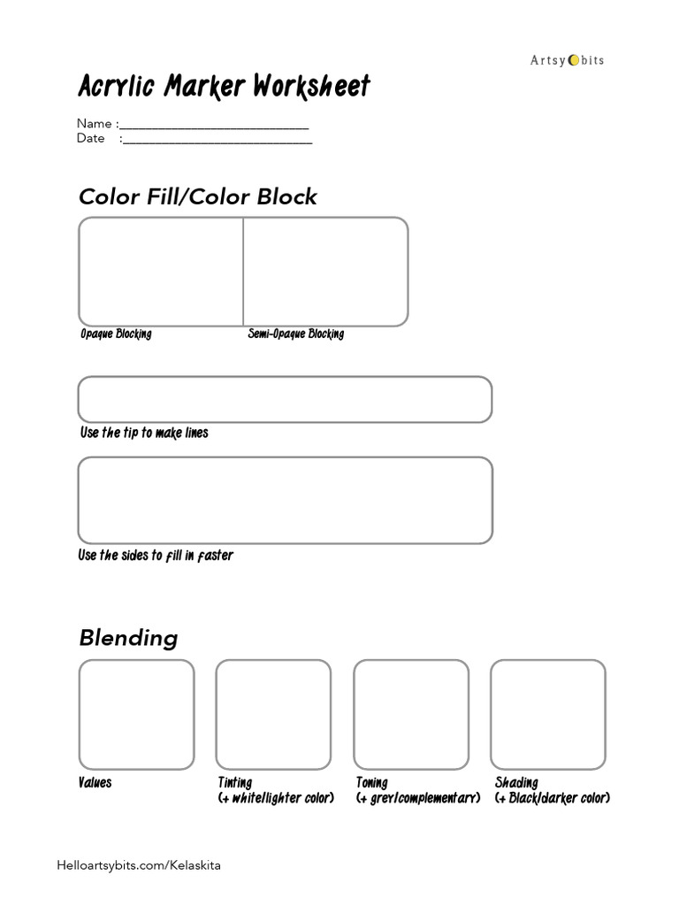 Acrylic Marker Techniques Worksheet | PDF | Home & Garden