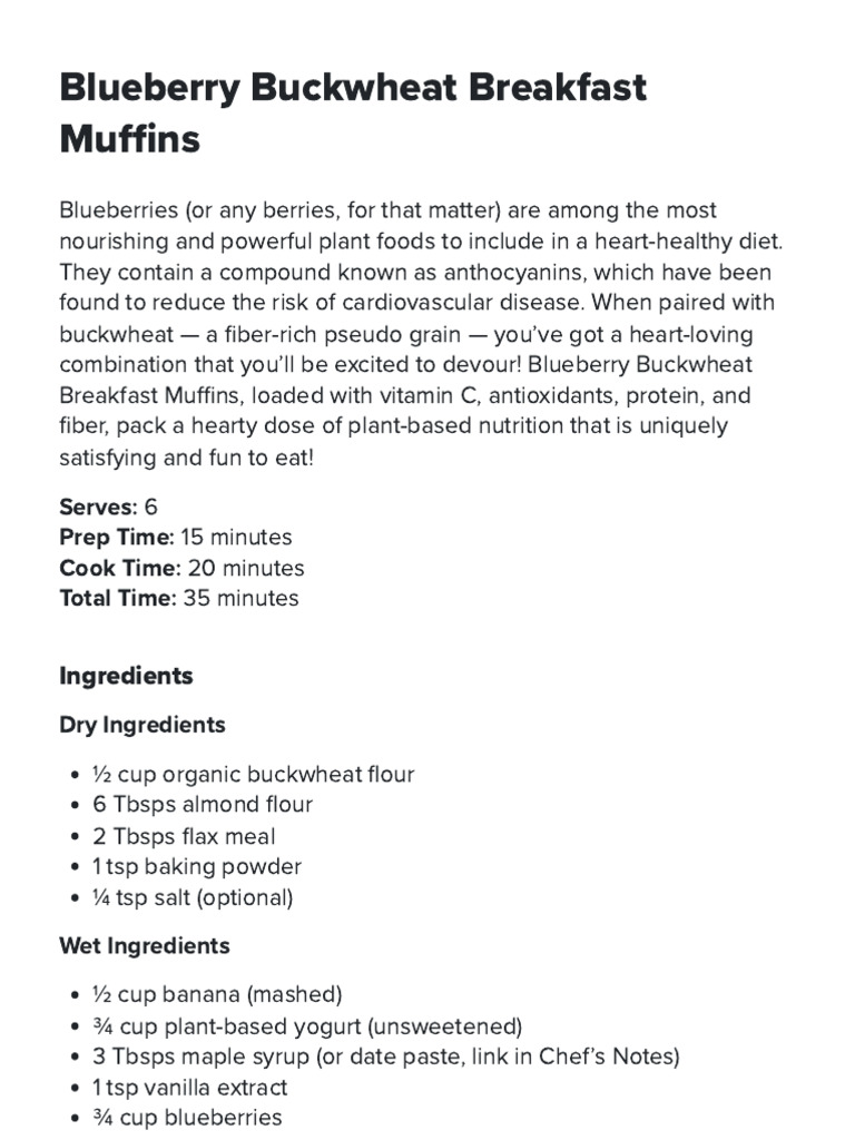 Blueberry Buckwheat Breakfast Muffins PDF