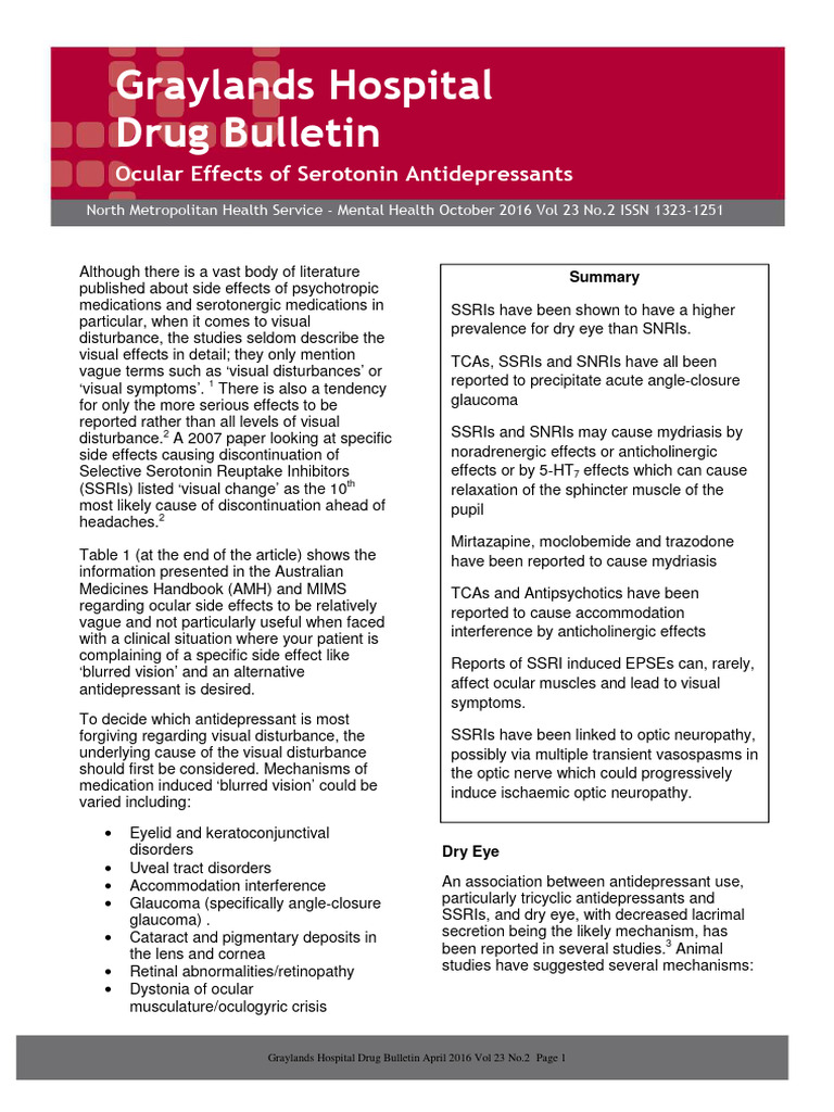 Ocular Effects of Serotonin Antidepressants | PDF | Selective Serotonin ...