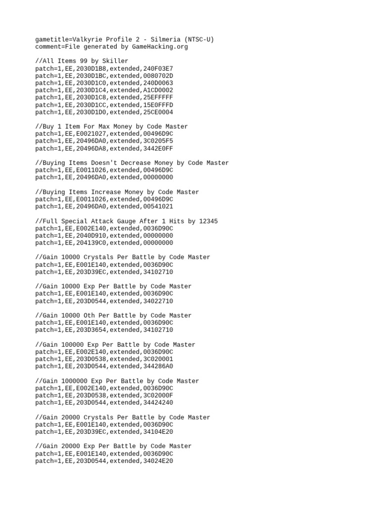 Valkyrie Profile 2 Silmeria Cheat Codes | PDF | Role Playing Video ...