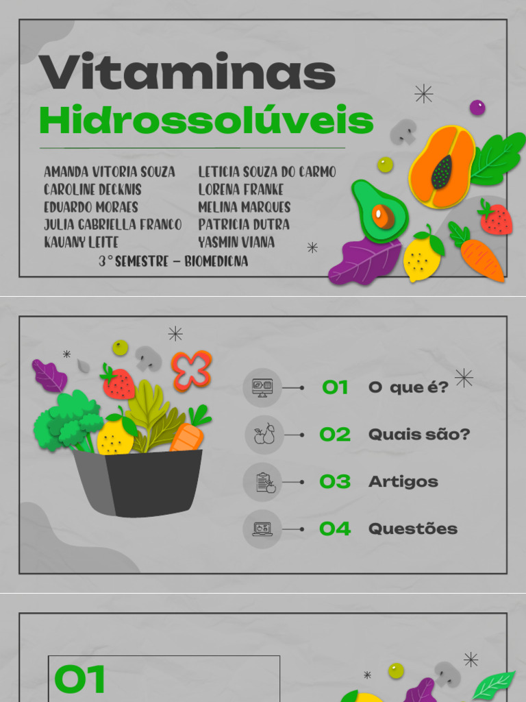 Vitaminas Hidrossolúveis: Funções e Fontes | PDF | Vitamina | Vitamina B12