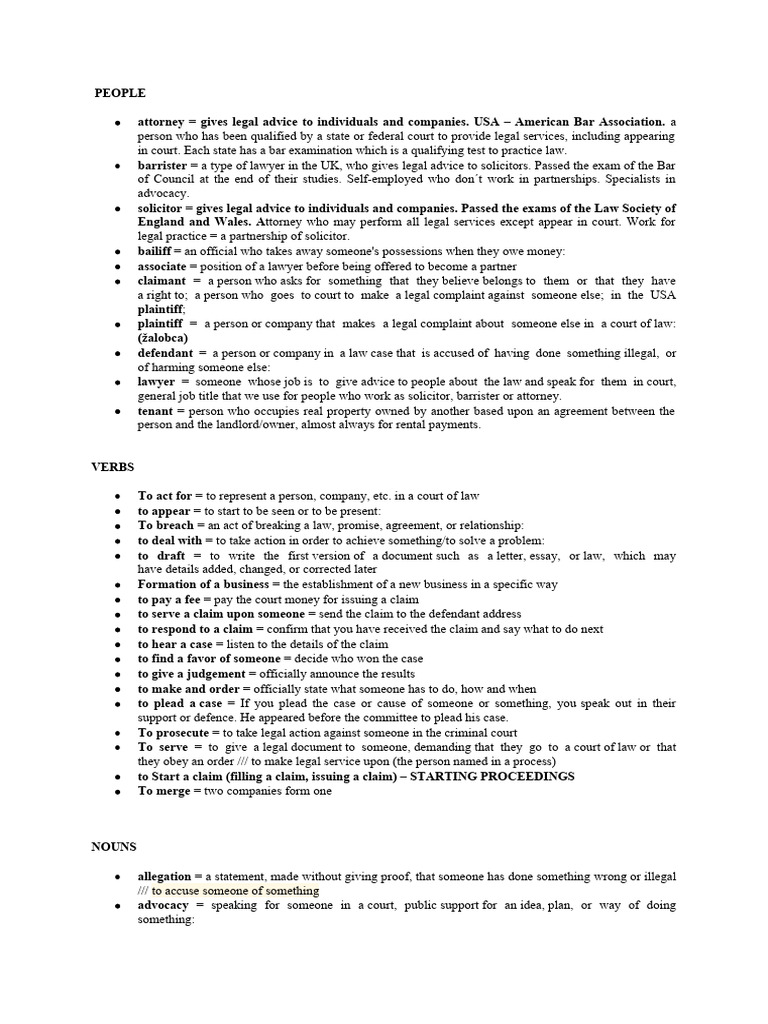 Legal Roles and Terms Explained | PDF | Lawyer | Tort