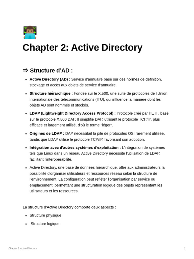 Structure et Fonctionnement d'Active Directory | PDF | Active Directory ...