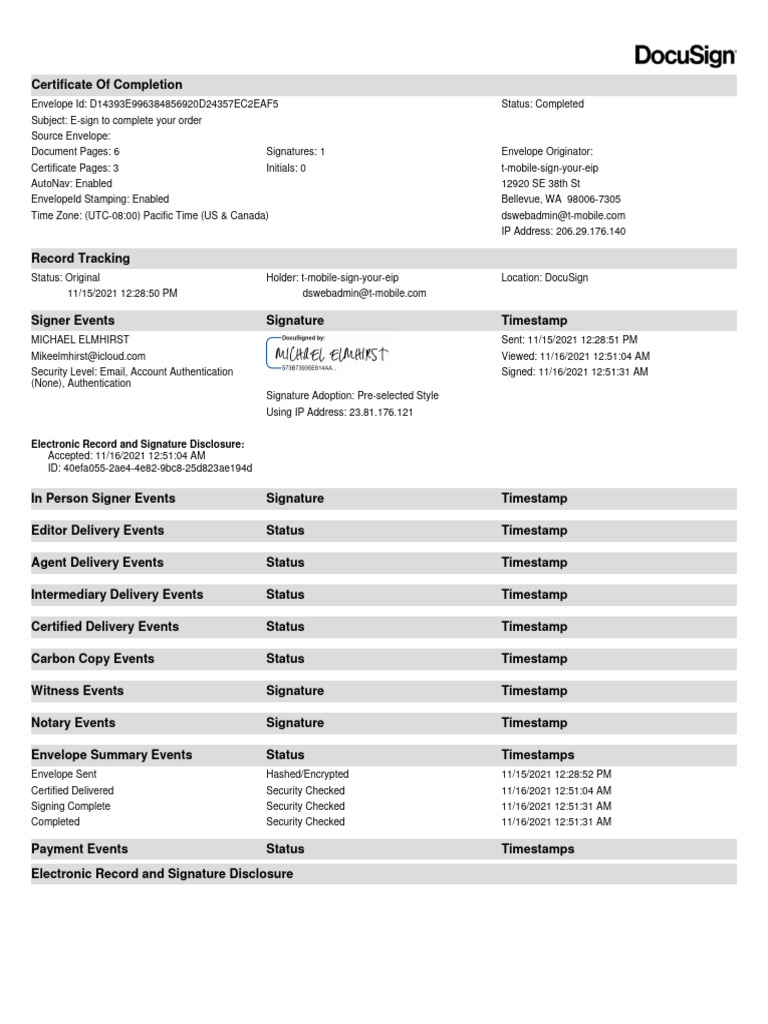 Electronic Record And Signature Disclosure PDF Communication 