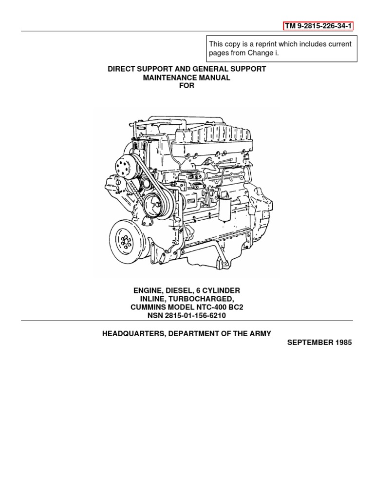Cummins NTC 400 SVC u0026 Repair Vol 1 | PDF | Fuel Injection | Pump