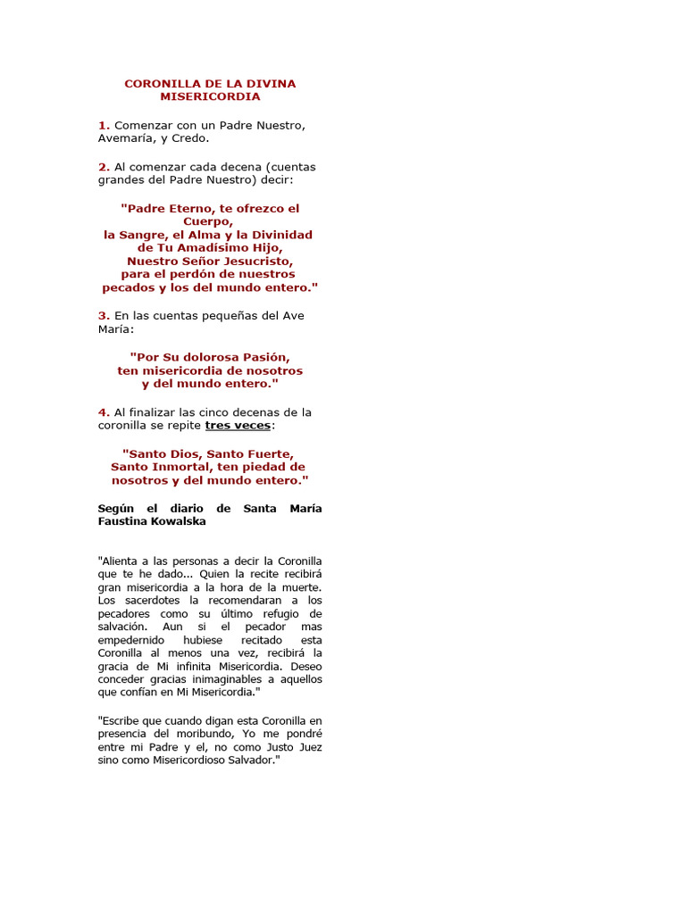 Coronilla de La Divina Misericordia | PDF