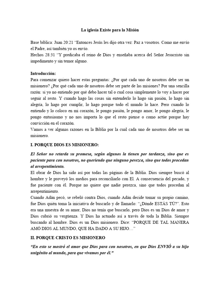 La Iglesia y su Llamado Misionero | PDF | Cristo (título) | Bernabé