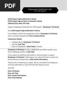 Employment Verification Letter For Child Support