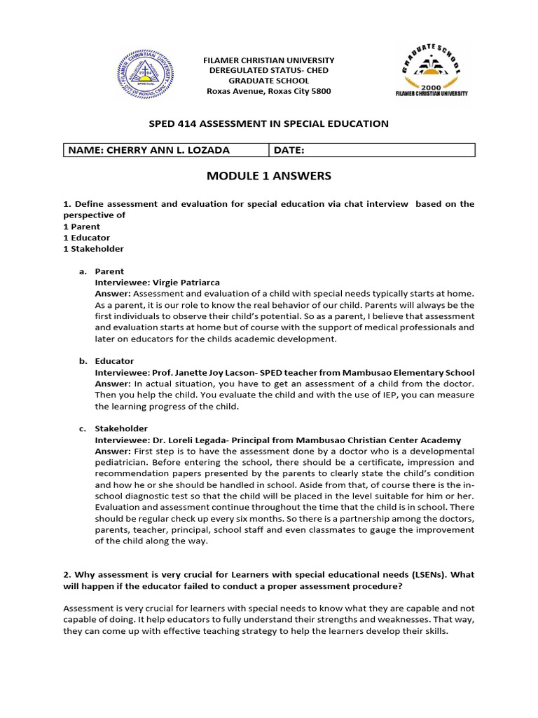 Special Education Assessment Insights | PDF | Educational Assessment ...