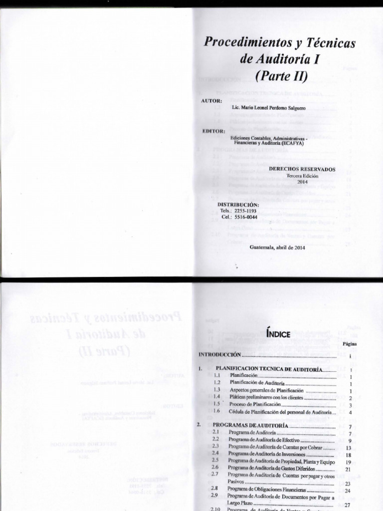 Procedimientos Y Tecnicas De Auditoria I Parte Ii Pdf Auditoría Deuda