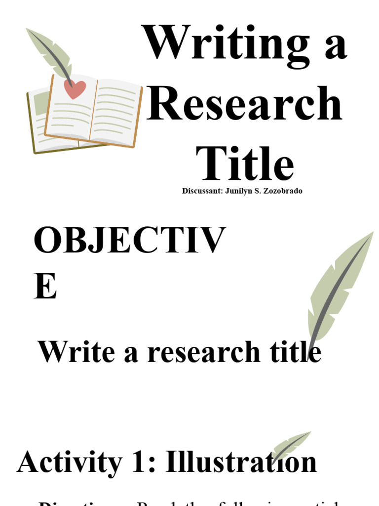 Lesson 5 Wrting A Research Title Download Free Pdf Psychological