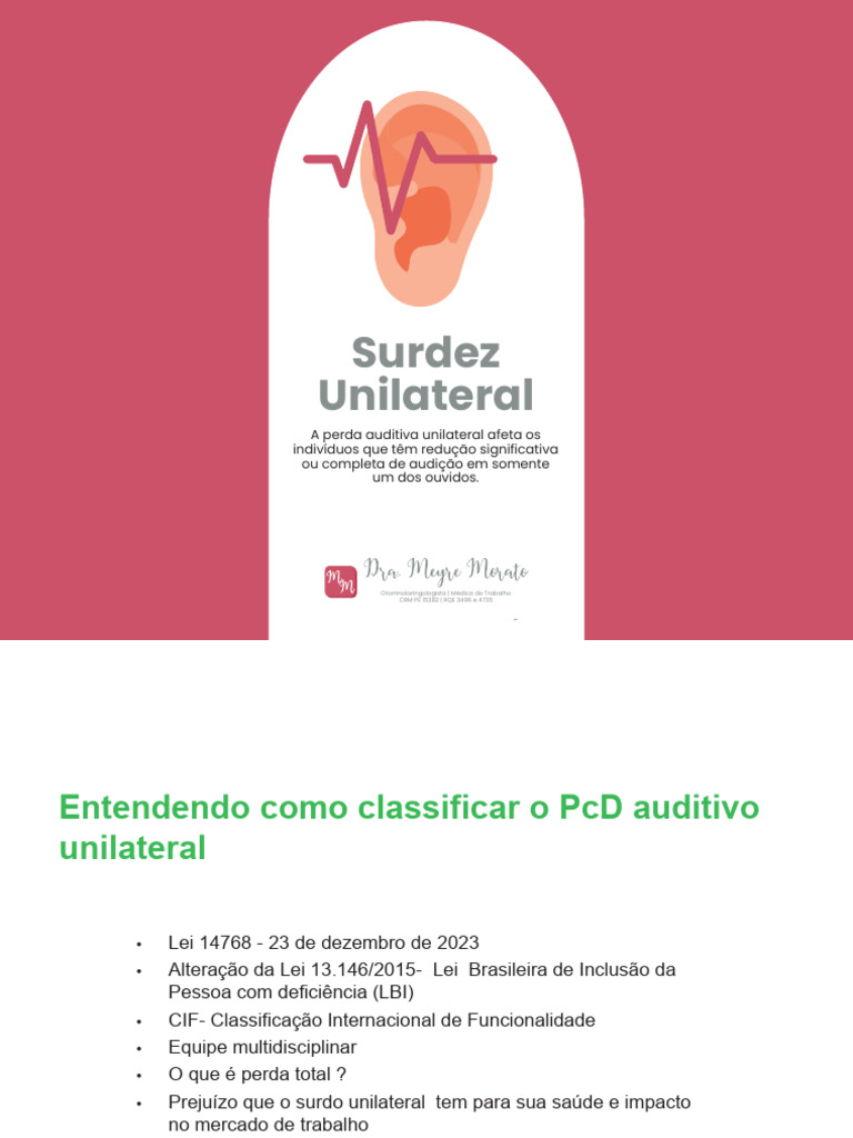 Lei 14768/2023 e Deficiência Auditiva | PDF | Perda de Audição