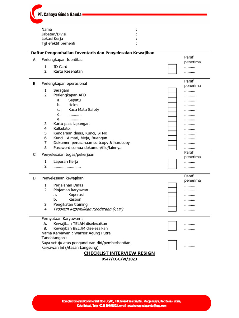 Proses Pengunduran Diri Karyawan | PDF