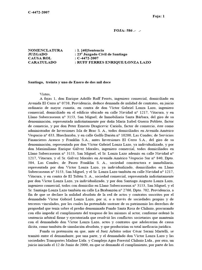 Sentencia Rol C-4472-2007, 23° JC Santiago | PDF | Derecho privado ...