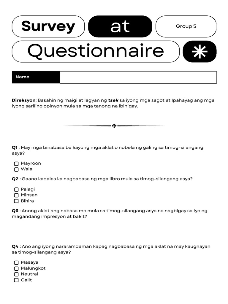 Survey Questionnaire | PDF