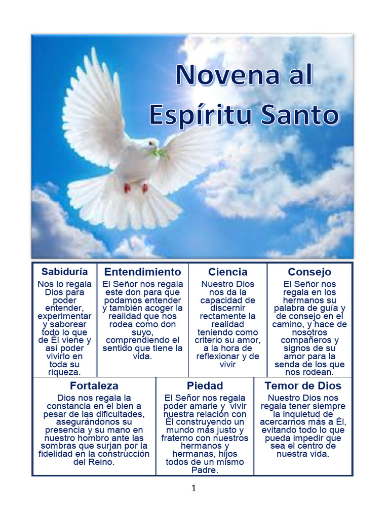 Novena Al Espiritu Santo Descargar gratis PDF Creencia religiosa y