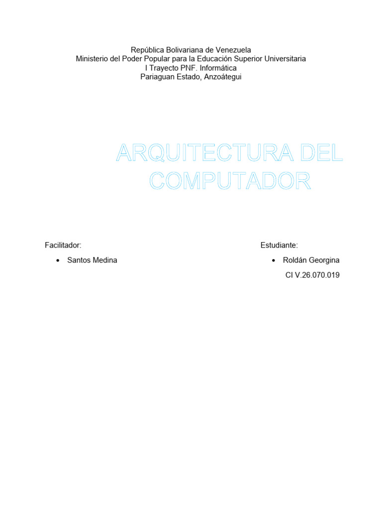 Arquitectura Del Computador | PDF | Hardware de la computadora | Periférico