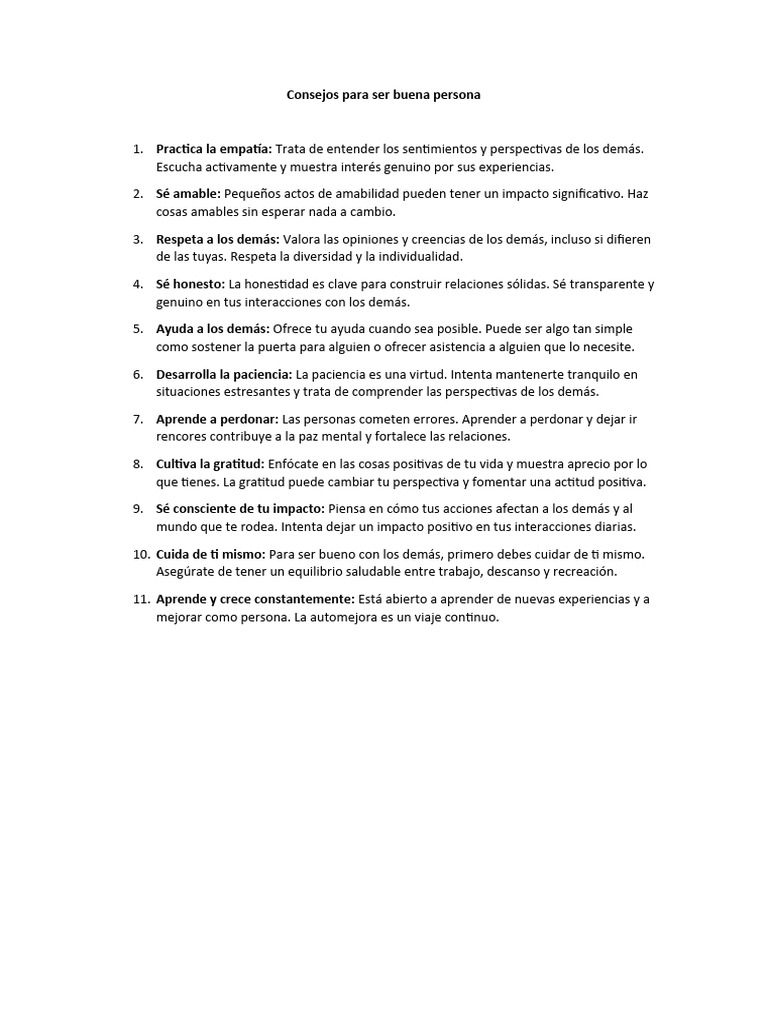 Consejos para ser una mejor persona | PDF