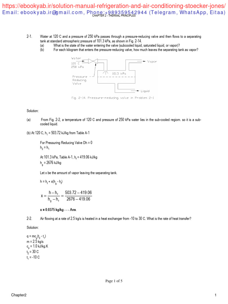 Solution Manual For Refrigeration and Air Conditioning 2nd Edition Wilbert Stoecker, Jerold