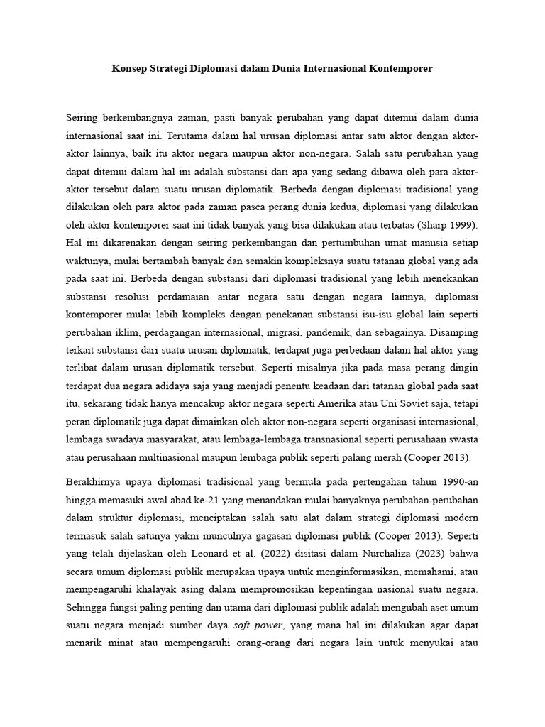 Strategi Diplomasi Kontemporer Global | PDF