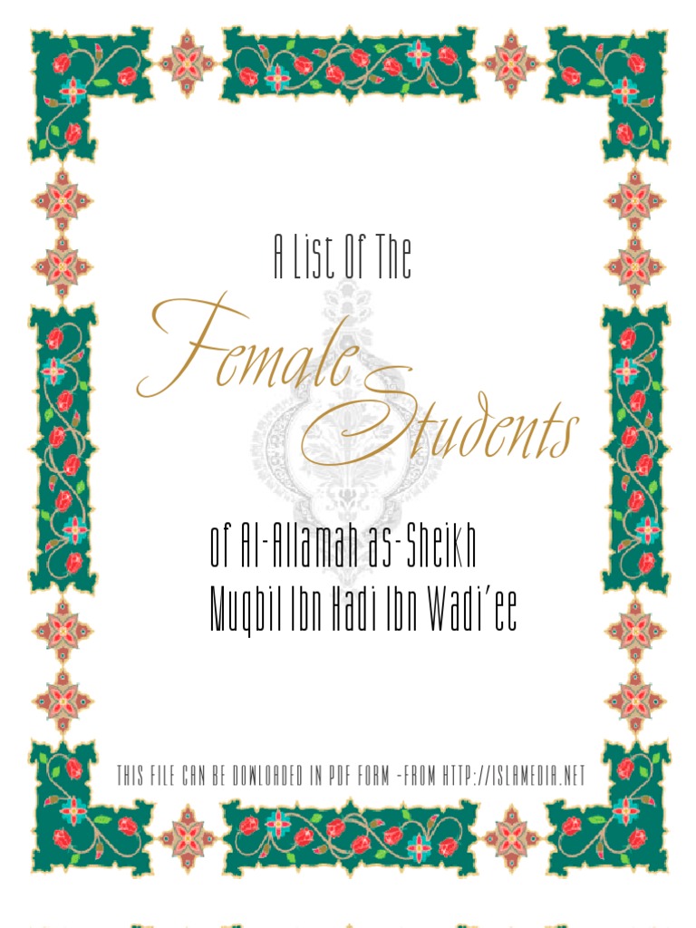 Female Students of Sheikh Muqbil | PDF | Hadith | Muhammad