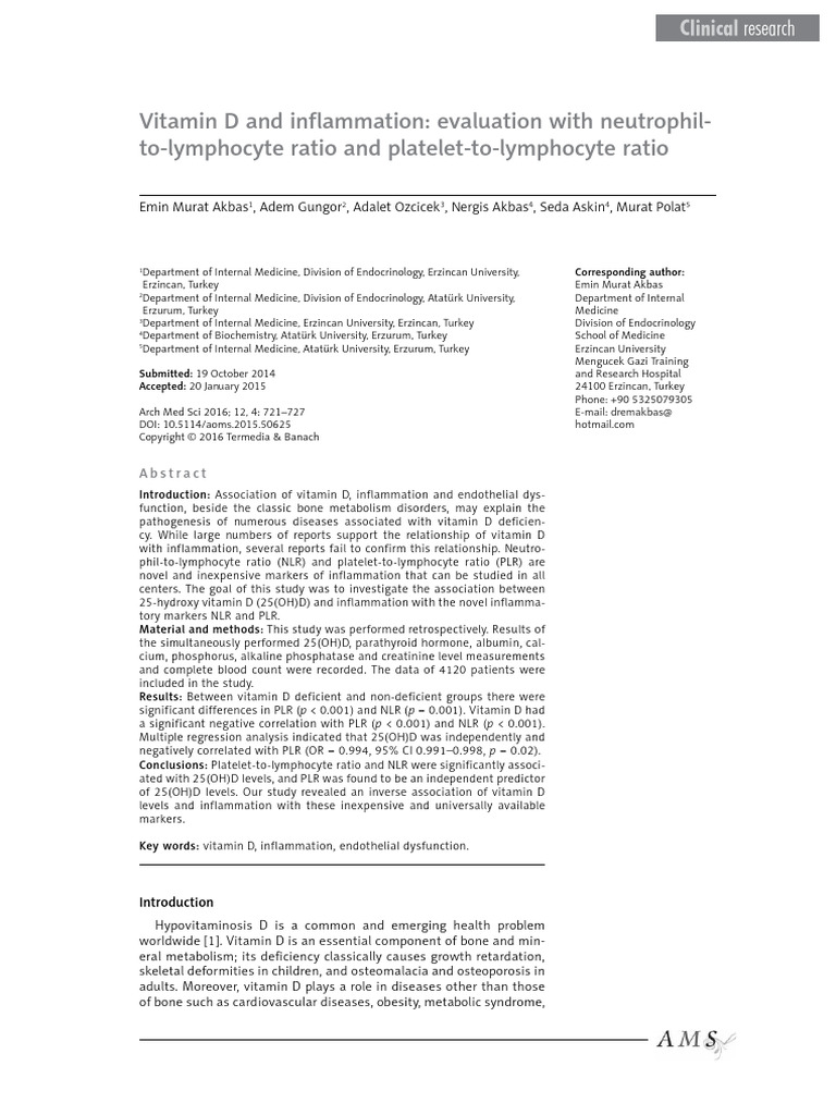 03 Vitamin D and Inflammation_evaluation With Neutrophil To