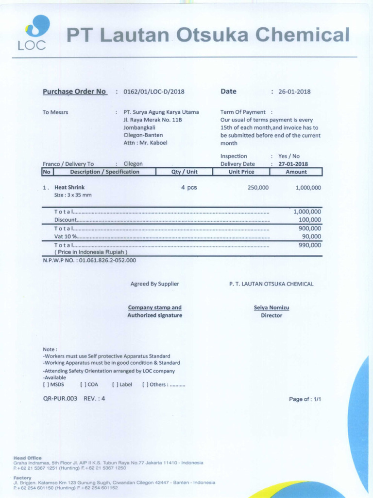 Contoh Draft PO Untuk Sebuah PT | PDF