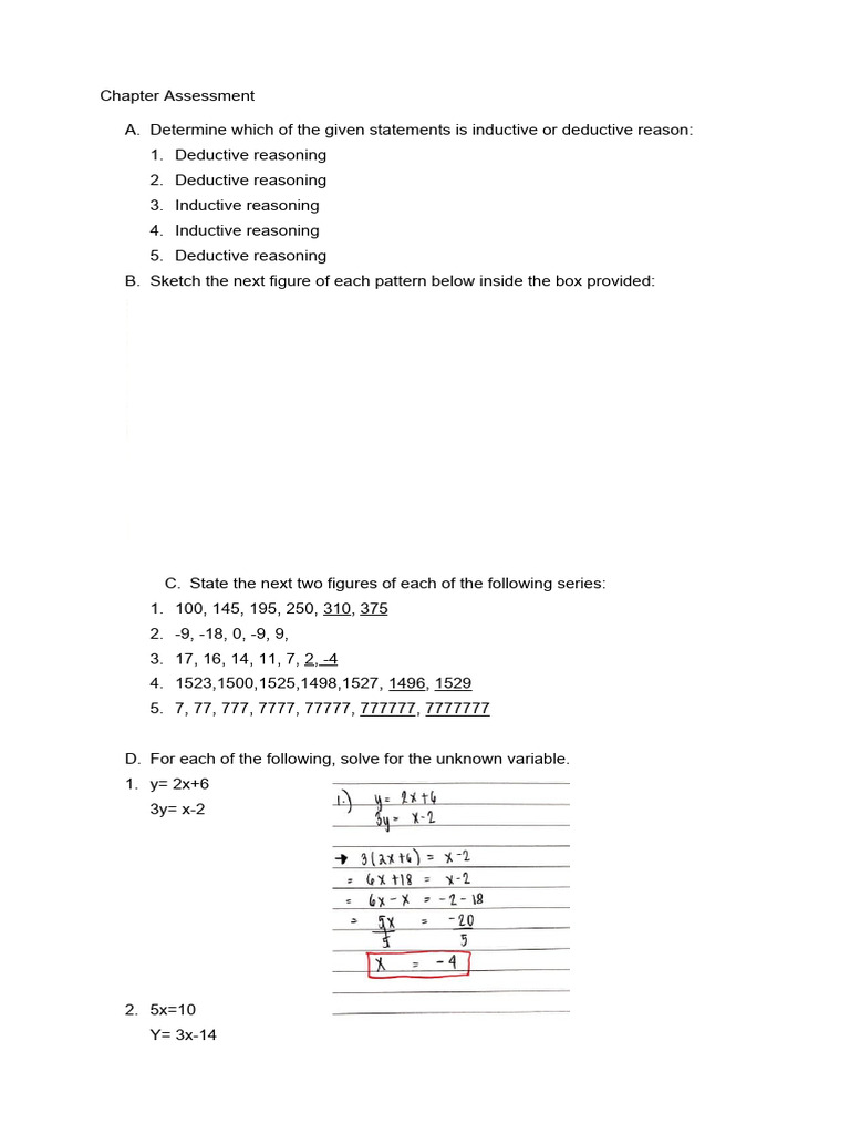 Inductive and Deductive Reasoning Assessment | PDF