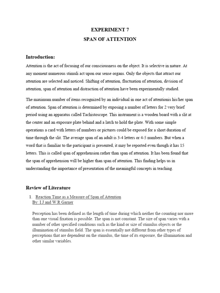 Measuring Visual Span of Attention | PDF | Attention | Mental Chronometry