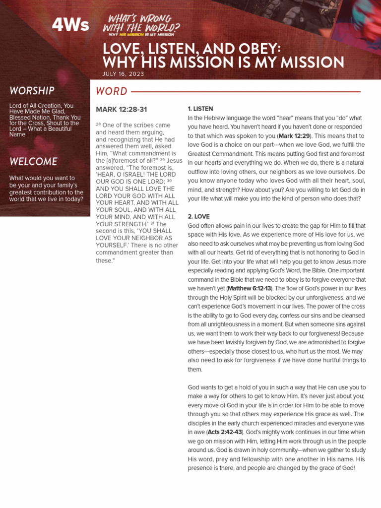4Ws WWWTW WHY GODS MISSION - IS MY MISSION JULY 16 2023 MAIN | PDF ...