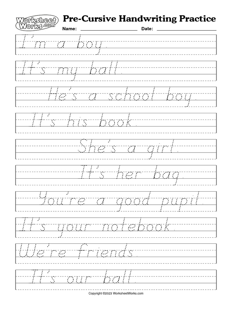 WorksheetWorks PreCursive Handwriting Practice 8 PDF
