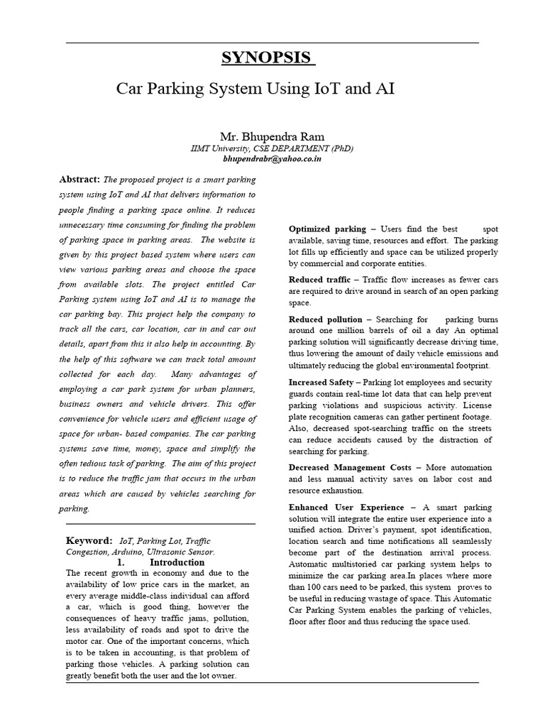 Smart IoT & AI Car Parking System | PDF | Parking | Internet Of Things