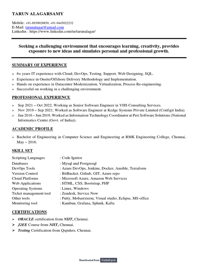 Senior Software Engineer Resume | PDF | Cloud Computing | Microsoft Azure