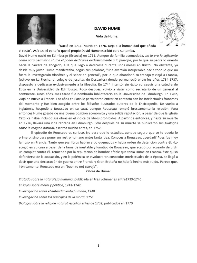 Vida y Pensamiento de David Hume | PDF | David Hume | Empirismo