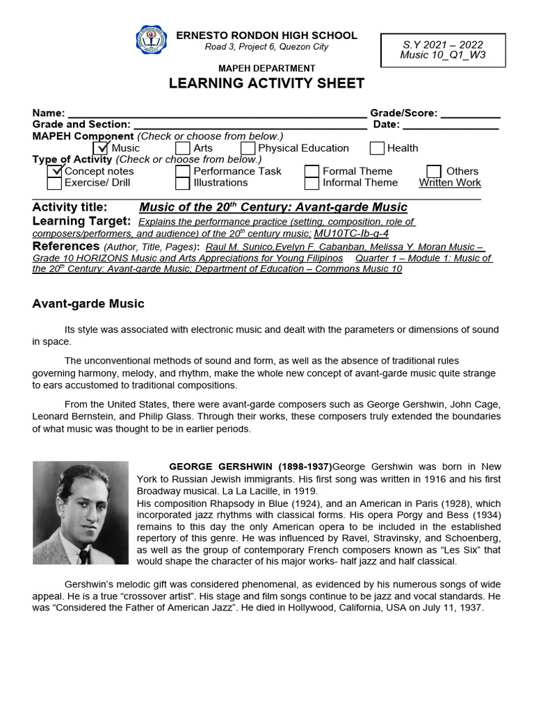 Music-10 Las Q1 W3 | PDF | Classical Music | Performing Arts
