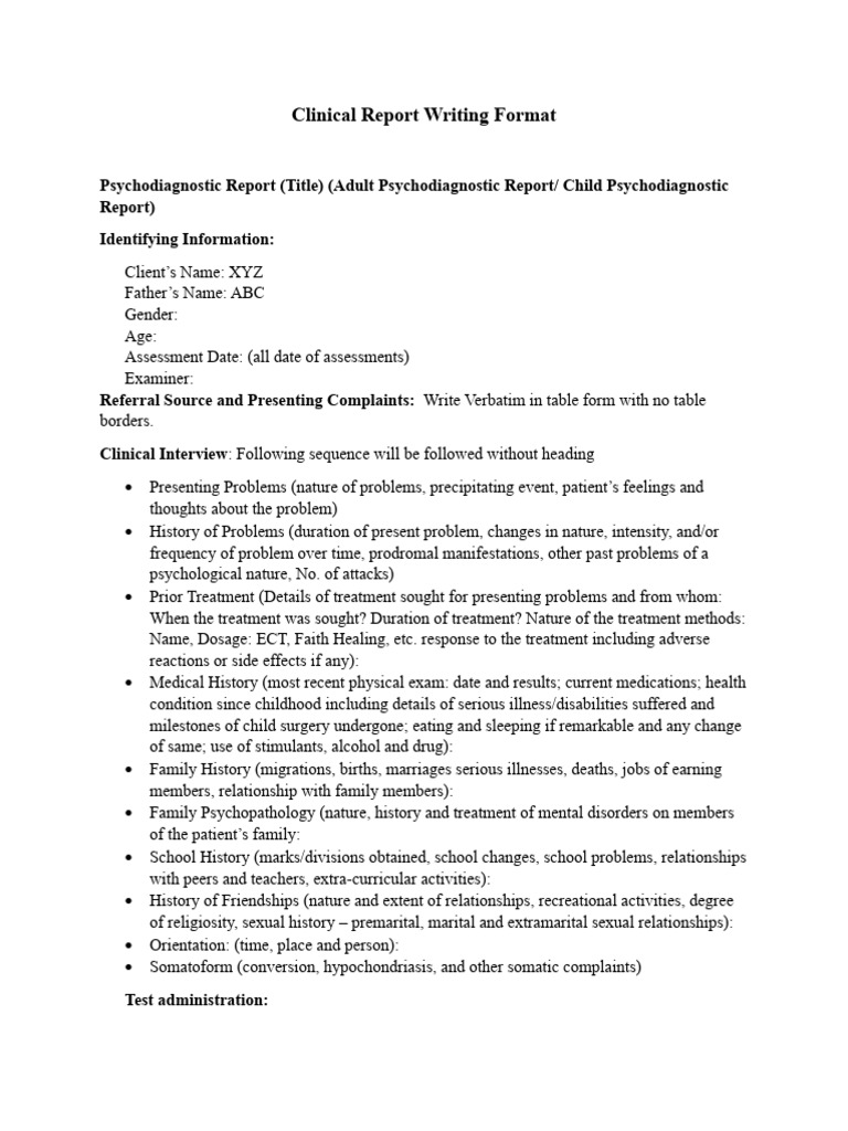 Clinical Report | PDF | Mental Disorder | Mental Health