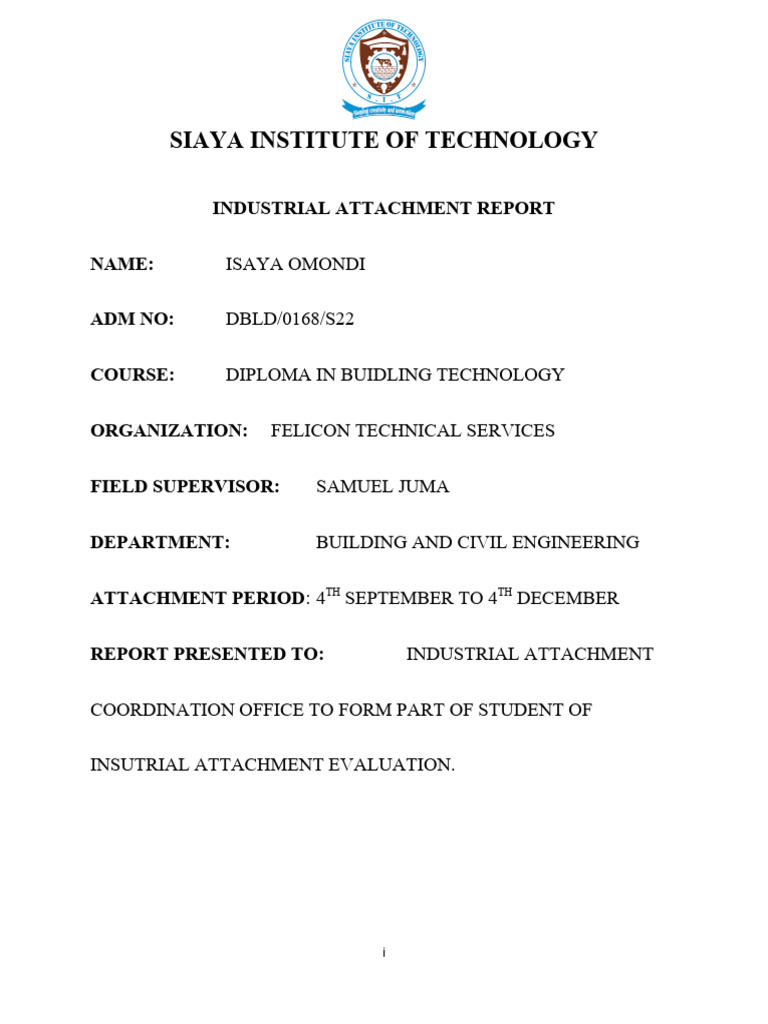 Siaya Institute Civil Engineering Report | PDF | Engineering | Cognition