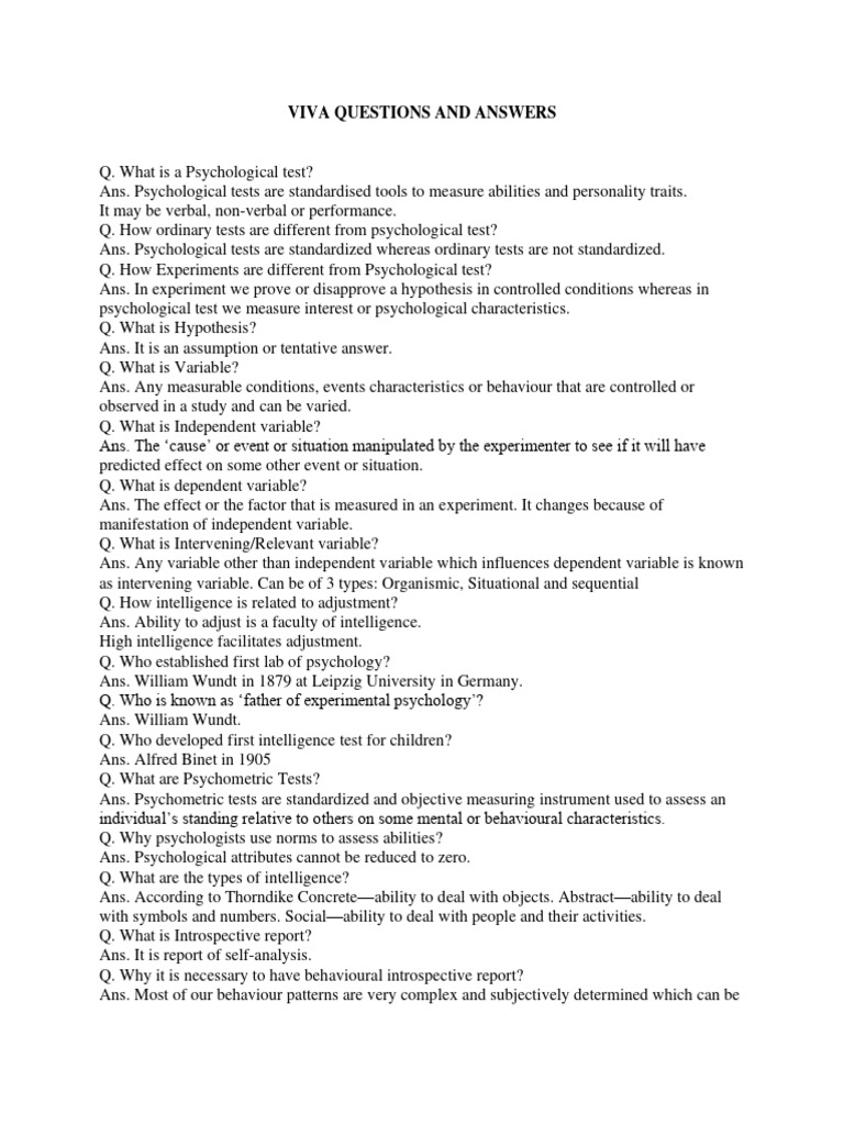 Viva Questions and Answers | PDF
