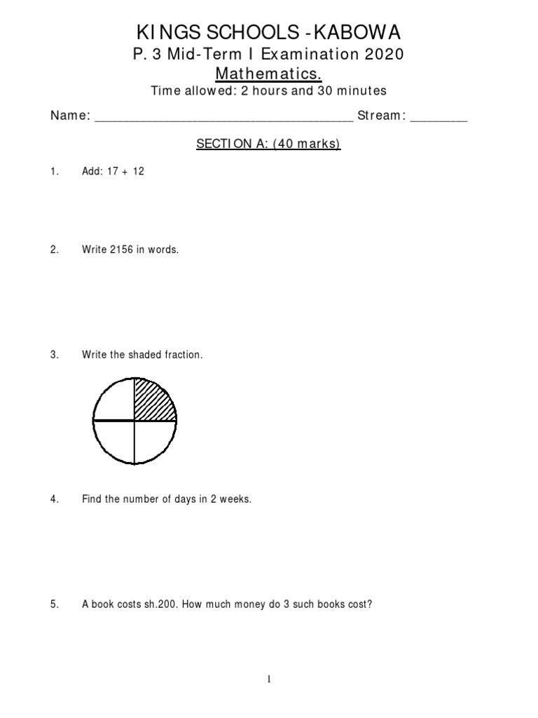 Maths p.3 Set2 25th May | PDF | Mathematics