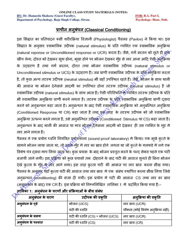 Classical Conditioning Pdf