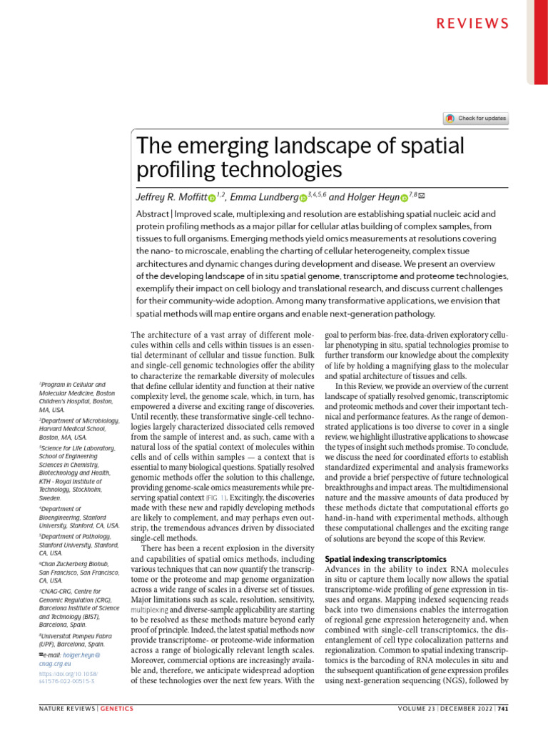 Overview of Spatial Profiling Technologies | PDF | Dna Sequencing ...