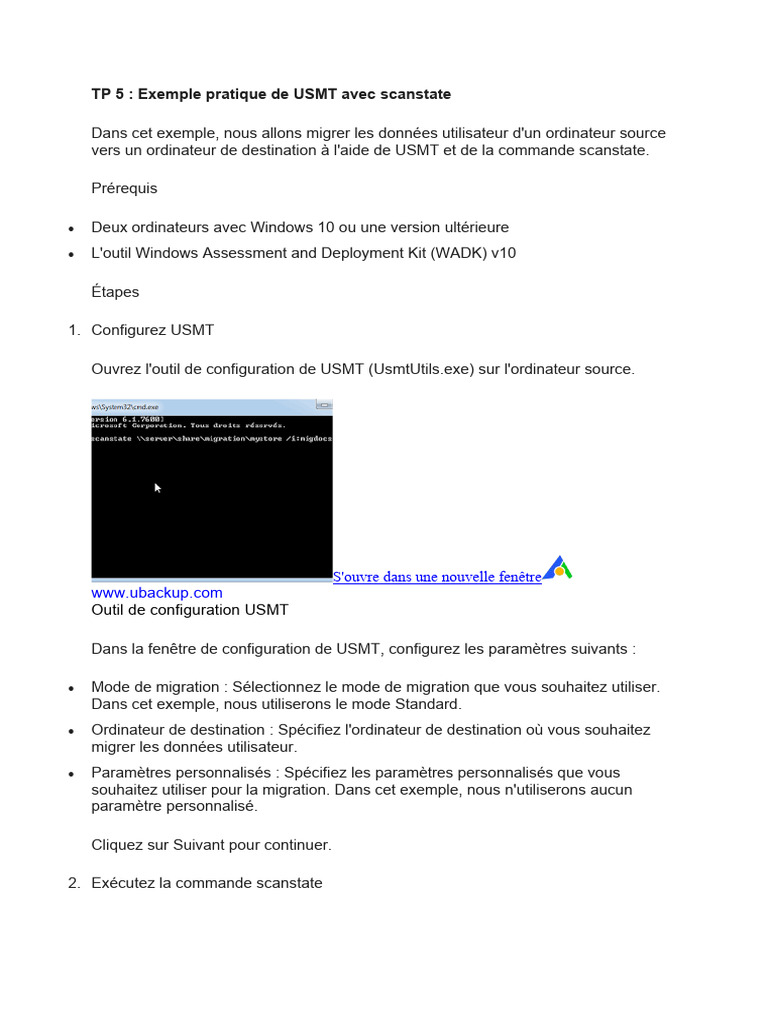 Migration de données avec USMT et scanstate | PDF | Logiciel | Informatique