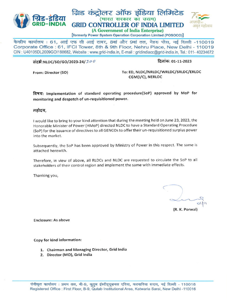 Standard Operating procedure_MoP_Final PDF Electrical Grid