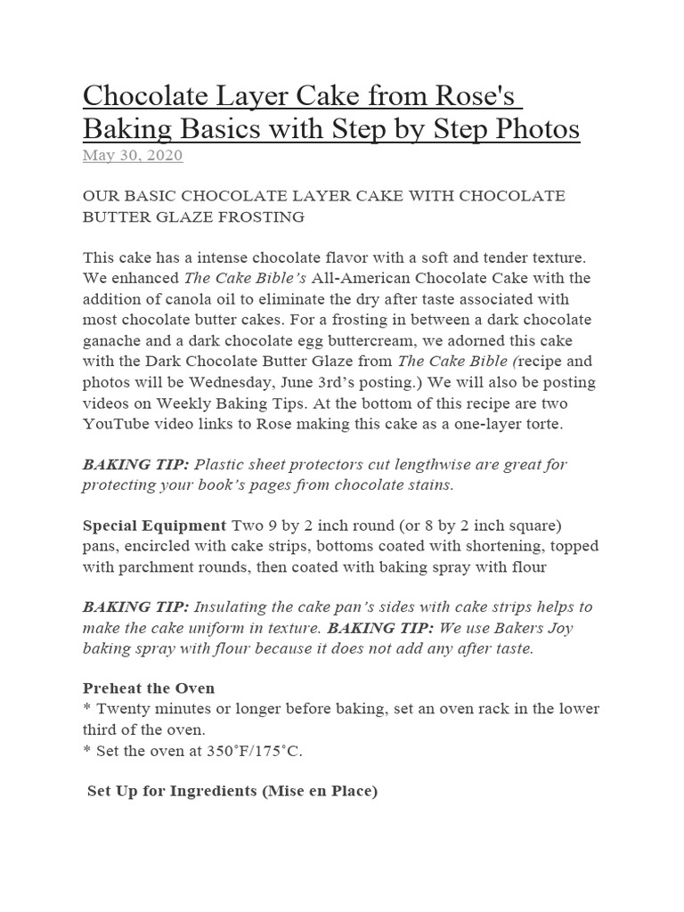 Chocolate Layer Cake Recipe Guide | PDF | Cakes | Chocolate