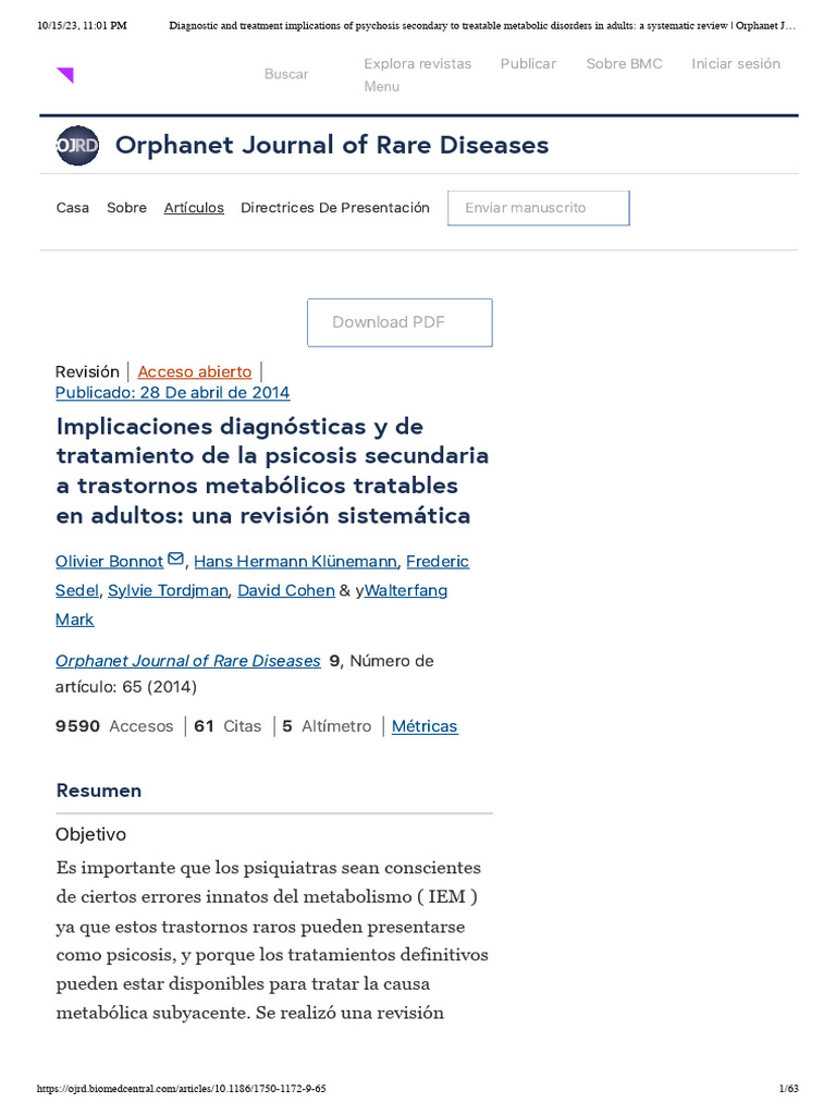 Orphanet Journal of Rare Diseases | PDF | Fisiología | Invalidez