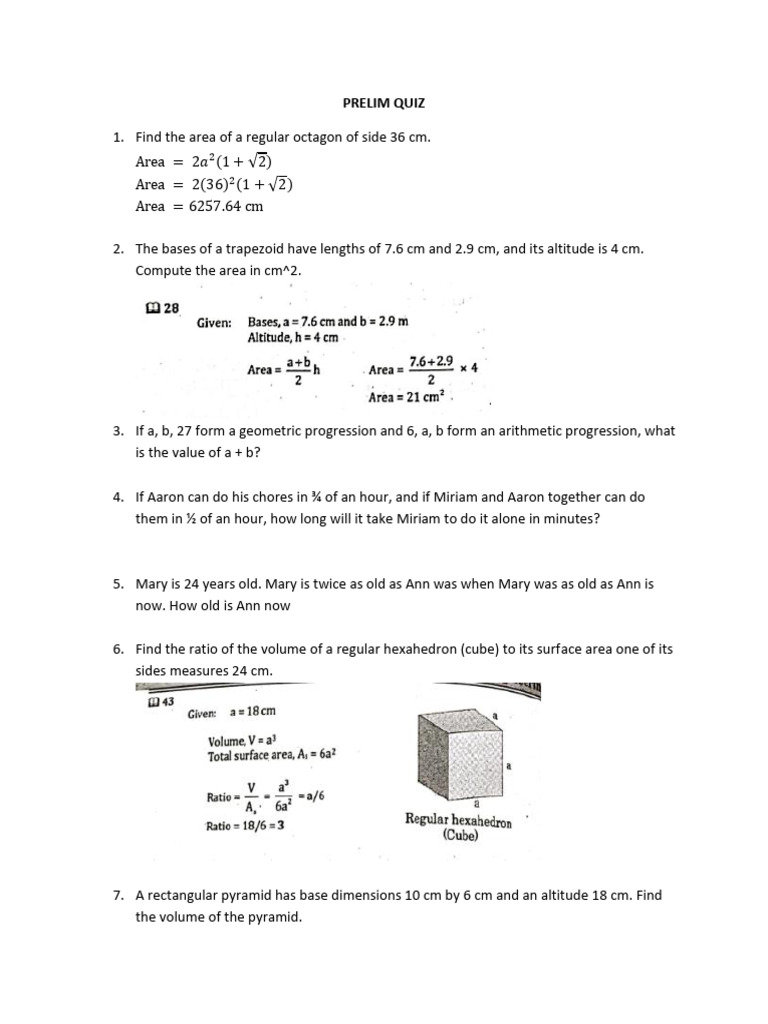 Geometry and Mensuration Problems | PDF | Area | Elementary Mathematics