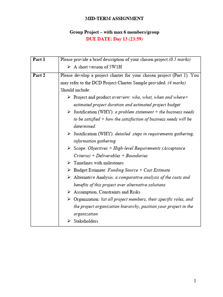 Mid-Term Group Project Guidelines | PDF | Risk | Business