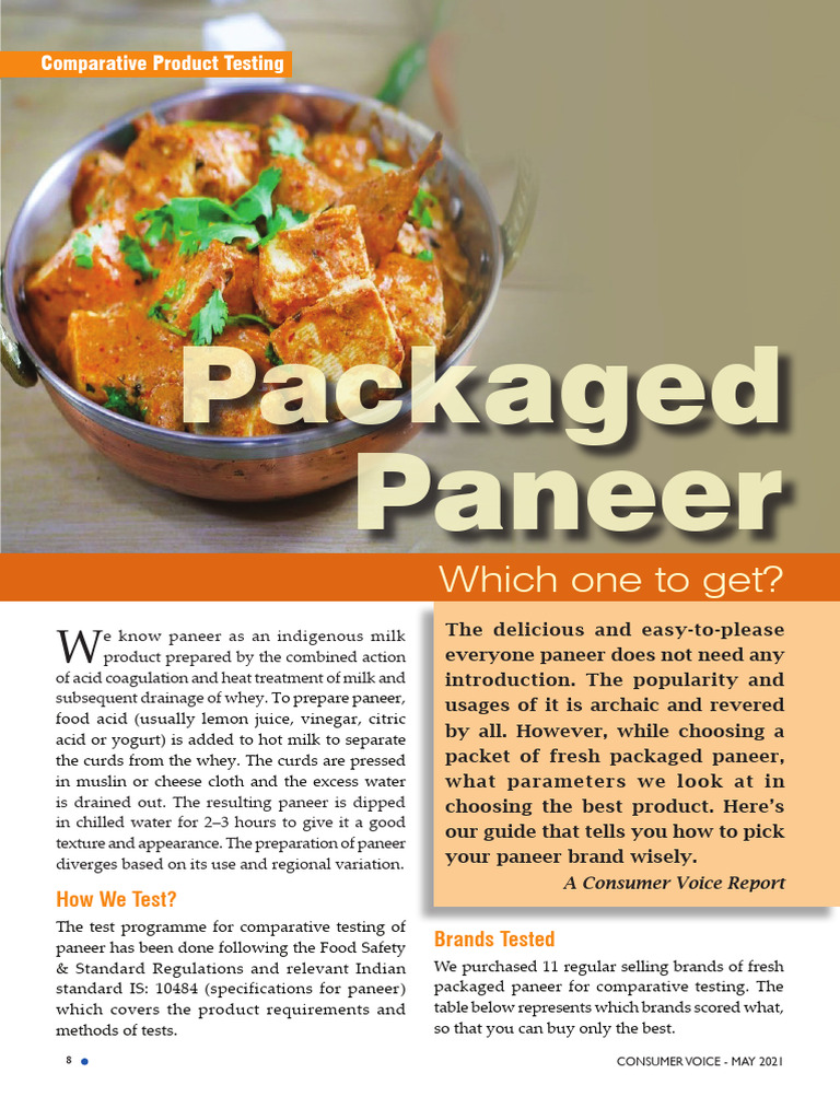 Paneer Brand Comparison and Safety | PDF | Dairy | Dairy Products
