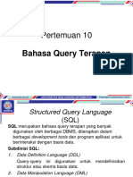 Pertemuan 10: Bahasa Query Terapan